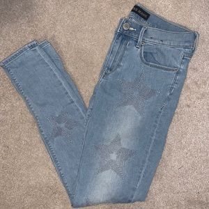 Express light wash denim star legging jeans
